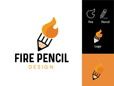 Fire Pencil awesome awesome logo branding design logo minimal typography vector web