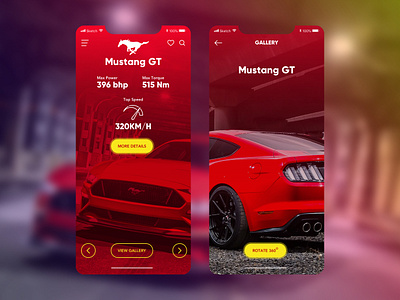 Mustang Gt app awesome car design homescreen mobile app mustanggt ui