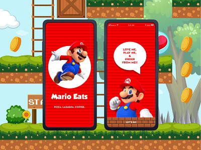 MarioEats app awesome banner branding design foodapp foody illustration mario mario bros marioeats ui vector