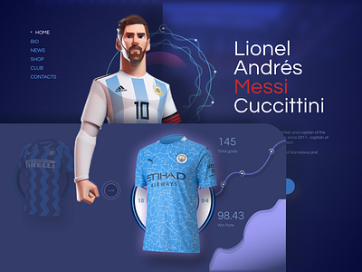 Messi Web site animation argentina barcelona fifa football football club inter interaction manchester city messi soccer sport uefa ui ux web