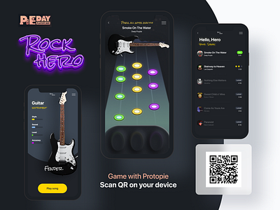 Rock Hero Game with Protopie animation concept game game design guitar interaction interaction design interactive mobile mobile app pieday playoff product protopie prototype animation prototyping rock song ui ux