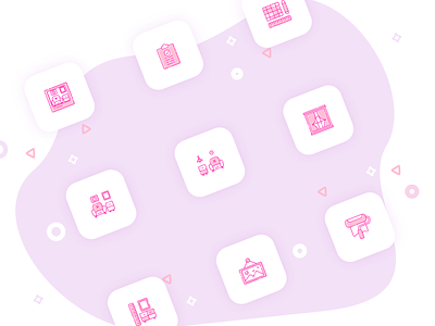 Interior icons set icons icons design icons pack icons set interior pink ui