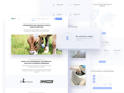 Animals food website animal blue catalogue design corporate cow ecommerce manufacture manufacturing ui ux web zoo
