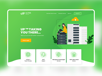 Ultra Packet design hero homepage hosting illustration servers service ui ux