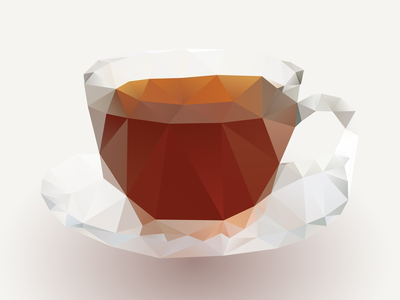 Tea cup glass lowpoly tea vector