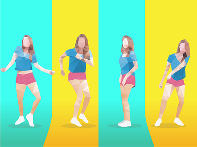 Dance-girl dancing girl polygons vector