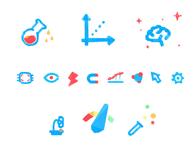 Science And Medicine lowpoly icons icons polygons research science vector