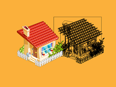 One of the old works building game house vector