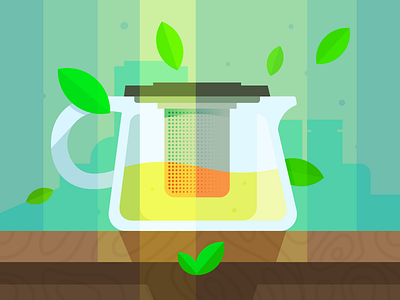 Green Tea flat tea teapot vector