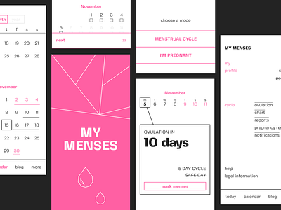 My Menses app app calendar calendar design flo menses menstruation mobile type typography ui ux woman