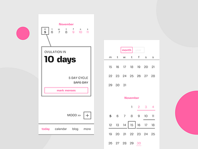 My Menses app design mobile ui