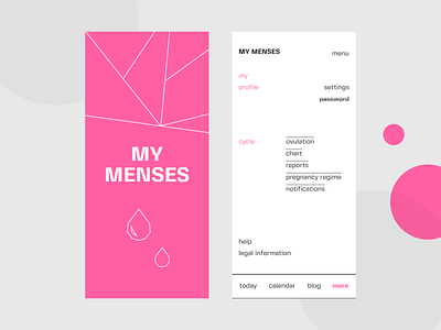 My Menses app design mobile ui