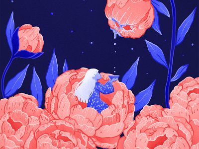 Peony Girl blue children book illustration childrens illustration color digital illustration editorial illustration flowers gif illustration