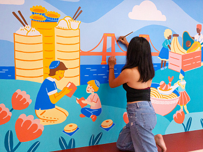 Chinatown NYC Community Project: 2 childrens book childrens illustration flat illustration illustration installation landscape mural muralist nature new york city nyc painting people