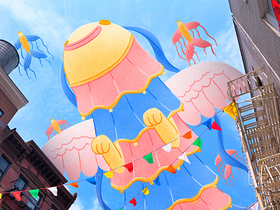 Pixelmator Pro: "Creatures of Hope" asianamerican character childrens illustration chinatown editorial illustration ghibli illustration newyorkcity photoillustration photomontage procreate