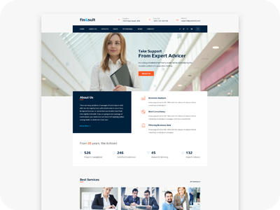 Fin&sult - Work in progress consulting corporate creative dribbble best shot finance landing page template trade