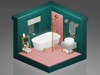 Tiny bathroom 🫧🛁 3d 3d illumination 3dmodeling animation bathroom blender cute illustration
