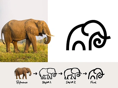 Design Simplification Exercise - Elephant Logo behance design dribbble graphic design icon illustrator inspiration logo logo design logoidea logos minimal shapes sketch vector