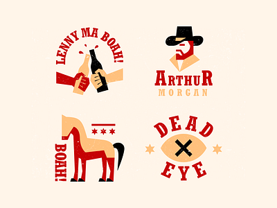 Red Dead Redemption 2 Stickers branding colorful design graphic design icon illustration illustrator shapes typography vector