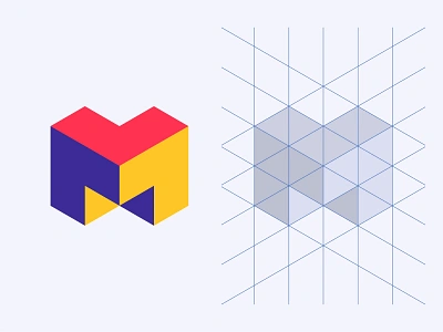 Isometric M Lettermark branding colorful design dribbble best shot grid design grid layout icon illustrator logo logoinspire logotype minimal shapes typography vector