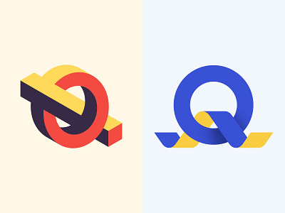 Q Lettermark Explorations behance colorful design designispiration dribbble graphic design icon illustrator logo logo design logonew logotipo minimal typography vector