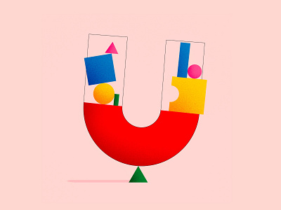 U Lettermark Geometric Shapes branding colorful design graphic design illustration logo minimal ui ux vector