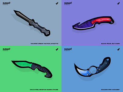 Elegant Knives - Illustration Series 2/3 colorful knives military tactical