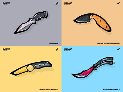 Elegant Knives - Illustration Series 3/3 colorful knives military tactical