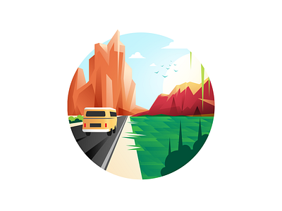 Roadtrip - Illustration colorful design illustration landscapes minimal scenery vector