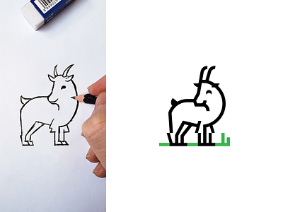 Minimal Monoline baby Goat Logo