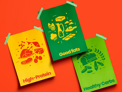 FitFeast | Health Focused Food Chain | Posters art brand brand identity branding branding design design food graphic design icon iconography illustration illustrator poster print