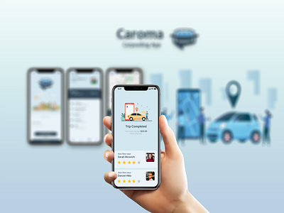 CAROMA Carpool app appdesign mobiledesign branding graphic design landingpage mobiledesign mockup ui ux vector