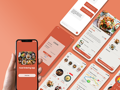 Food Ordering App appdesign branding graphic design illustration landingpage logo mobiledesign mockup ui