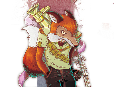 THUG FOX ammo bastianrestrepo bs fox guns illustration orange rude shirt thuglife