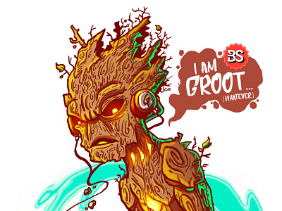 I am Groot... bastianrestrepo bs conceptart cosmos fantasyart groot guardiansofthegalaxy illustration surfing videogame