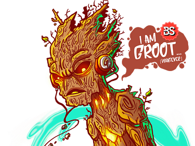 I am Groot... bastianrestrepo bs conceptart fantasyart gameboy groot guardians of the galaxy illustration surfing videogame