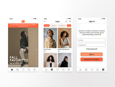 Modura Fashion App branding color design logo typography ui