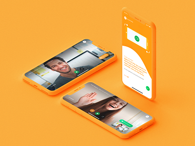 99Hunters: Interview App - Mobile Design design development interface design iphone iphone x iphone x mockup layout mobile mobile app mobile design mobile ui noise orange shapes template ui user experience user interface ux video call