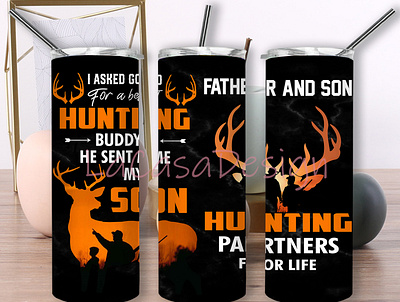 Father And Son Hunting Tumbler deer tumbler design father present father son graphic design hunting tumbler