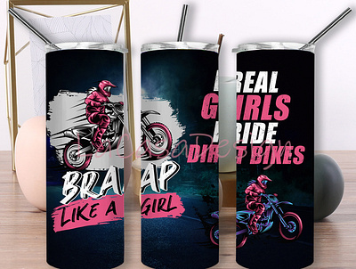 Girl Ride Dirt Bike Tumbler biker girl design dirt bike graphic design racing tumbler