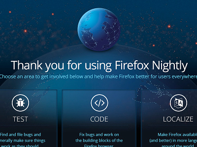 Firefox Nightly - First Run Page firefox nightly web design