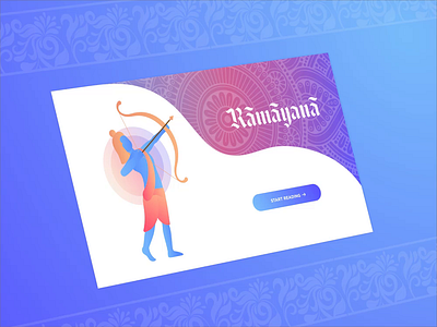 Ramayana Online Reading - Concept Website animation character design concept depth of field experience design gradient hindu hinduism indian interaction design interface design landing page lord ram myth mythological reading ui ux web website