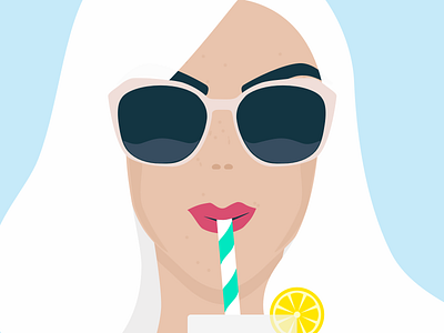 Catching Some Sun app design drink illustration lemon lemonade sketch straw summer