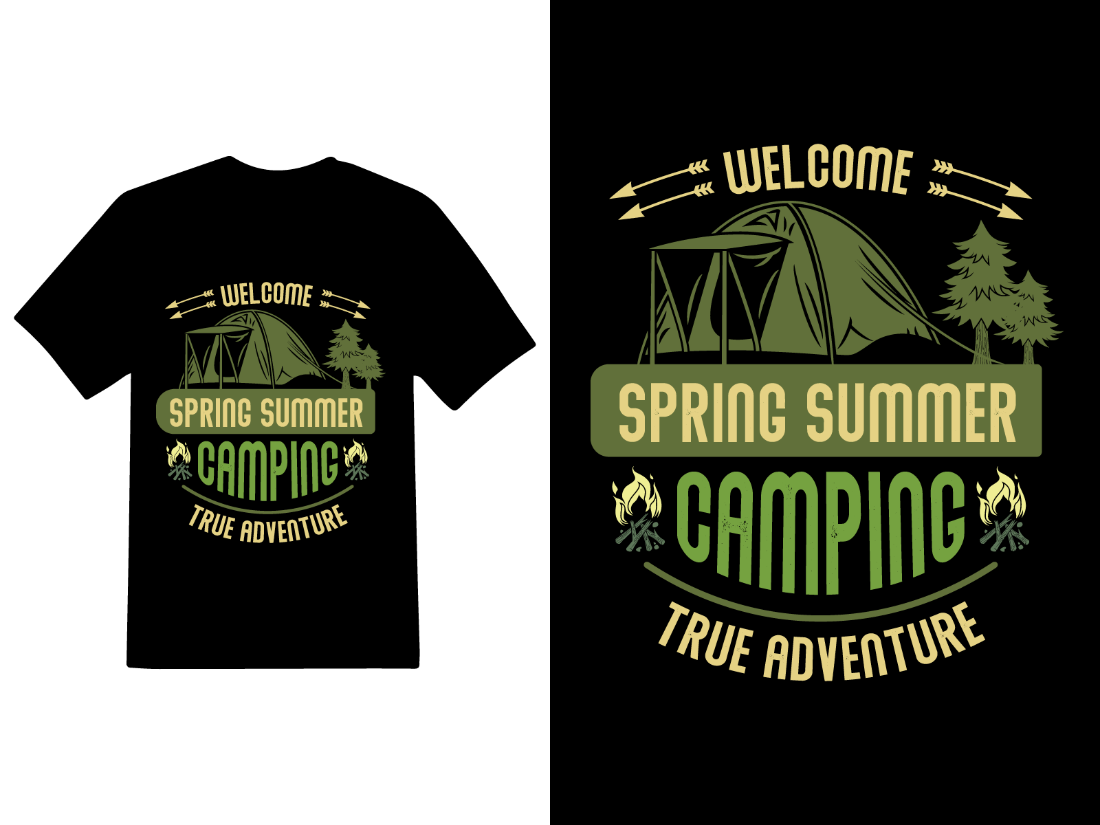 Welcome spring summer camping true Adventure branding design graphic design illustration logo print on demand quotation vector