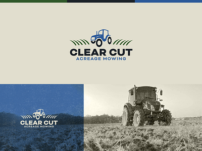 Clear Cut Logo agriculture branding design logo mowing tractor vector