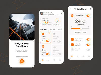 Smart House App - Light Mode ⚡⚡⚡ app design energy house mobile smat home ui ux