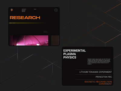 The plasma physics website re design concept black dark figma gradient main page minimal typography