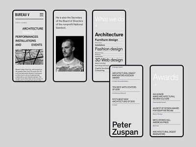 Architectural bureau website architectural design fonts minimal mobile typography ui