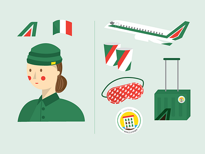 Airline graphic pack airline color girl graphic green illustration italia italy pack red travel vector