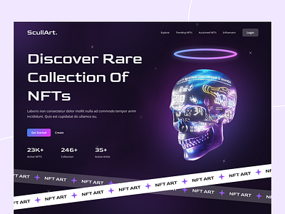 ScullArt- NFT Website Design blockchain cool crypto landingpage minting nft nft landingpage nft marketplace nft website rare art staking user interface web website